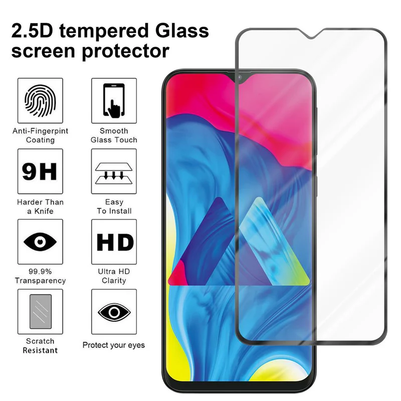 Cadorabo Vollbild Panzer Folie kompatibel mit Samsung Galaxy A10 / M10 - Schutzfolie Gehärtetes (Tempered) Display-Schutzglas in 9H Härte mit 3D Touch