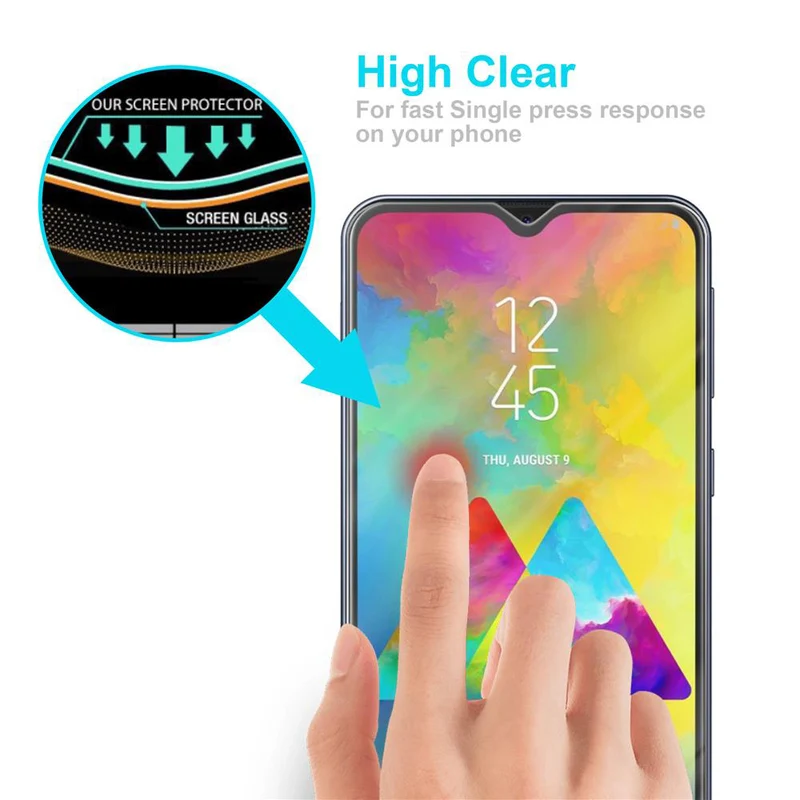 Cadorabo Panzer Folie kompatibel mit Samsung Galaxy M20 - Schutzfolie Gehärtetes (Tempered) Display-Schutzglas in 9H Härte mit 3D Touch Kompatibilität