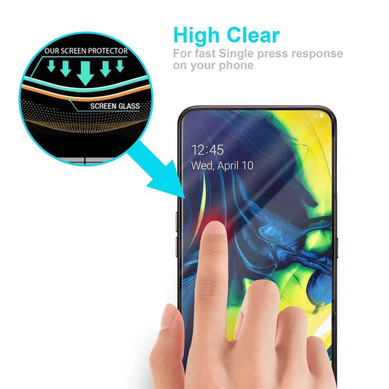 Cadorabo Vollbild Panzer Folie kompatibel mit Samsung Galaxy A80 / A90 4G - Schutzfolie Gehärtetes (Tempered) Display-Schutzglas in 9H Härte mit 3D Touch