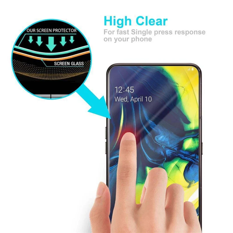 Cadorabo Panzer Folie kompatibel mit Samsung Galaxy A80 / A90 4G - Schutzfolie Gehärtetes (Tempered) Display-Schutzglas in 9H Härte mit 3D Touch Kompatibilität