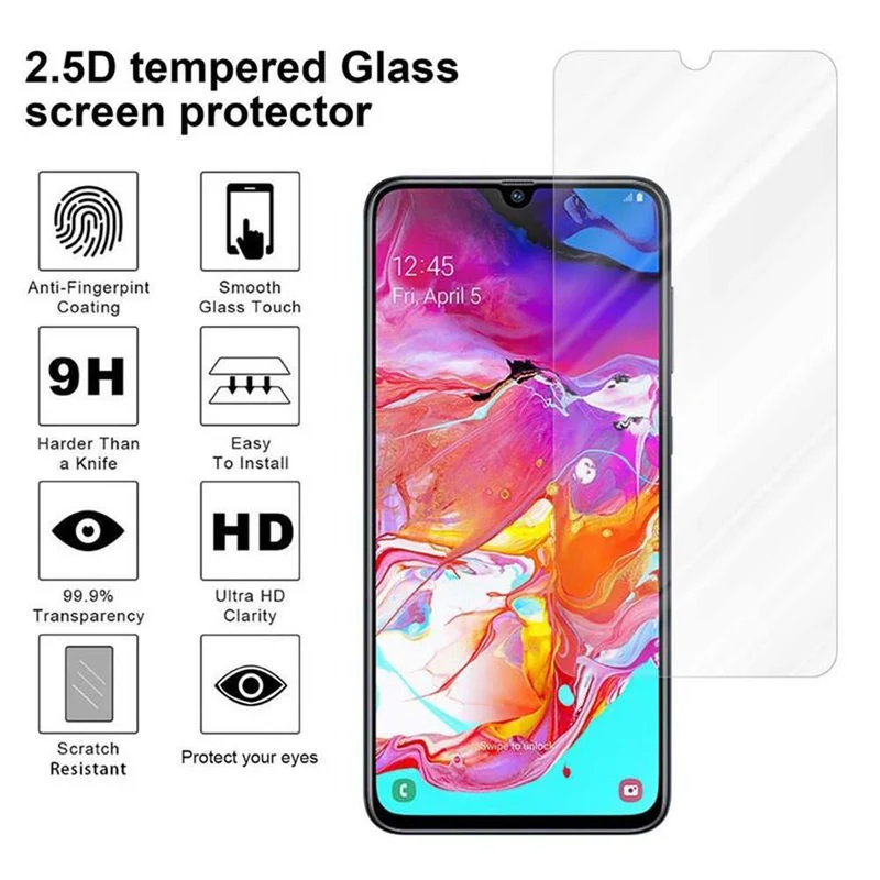 Cadorabo Panzer Folie kompatibel mit Samsung Galaxy A70 / A70s - Schutzfolie Gehärtetes (Tempered) Display-Schutzglas in 9H Härte mit 3D Touch Kompatibilität