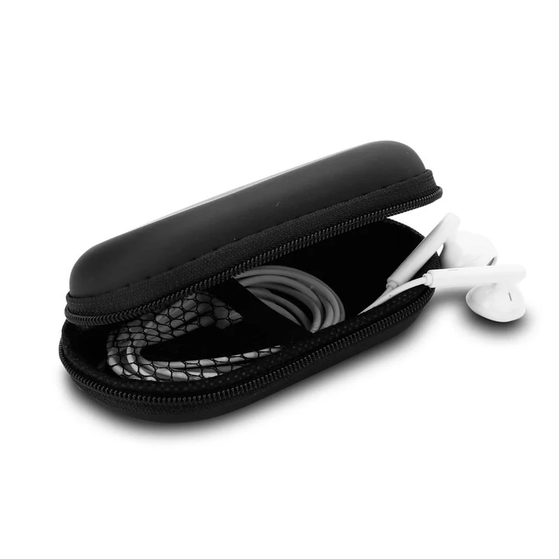 Cadorabo Kopfhörer Aufbewahrungsbox Ovale Robuste Tasche aus formstabilem Stoff mit Netzfach und Reißverschluss für Headset, In-Ear Headphone und vieles mehr