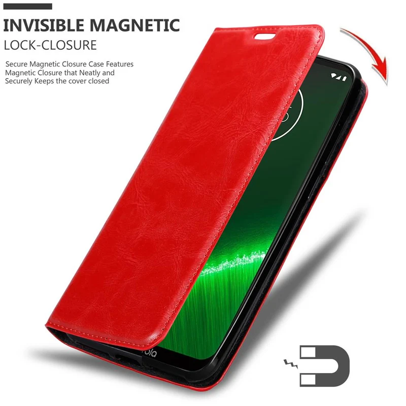 Cadorabo Hülle kompatibel mit Motorola MOTO G7 / G7 PLUS Schutzhülle mit Magnetverschluss, Standfunktion und Kartenfach
