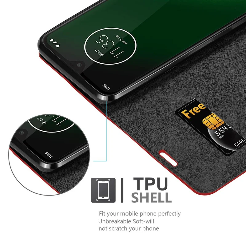 Cadorabo Hülle kompatibel mit Motorola MOTO G7 / G7 PLUS Schutzhülle mit Magnetverschluss, Standfunktion und Kartenfach