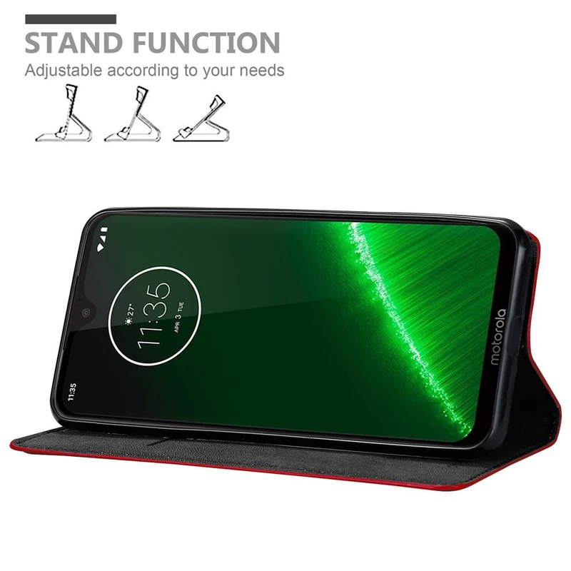 Cadorabo Hülle kompatibel mit Motorola MOTO G7 / G7 PLUS Schutzhülle mit Magnetverschluss, Standfunktion und Kartenfach