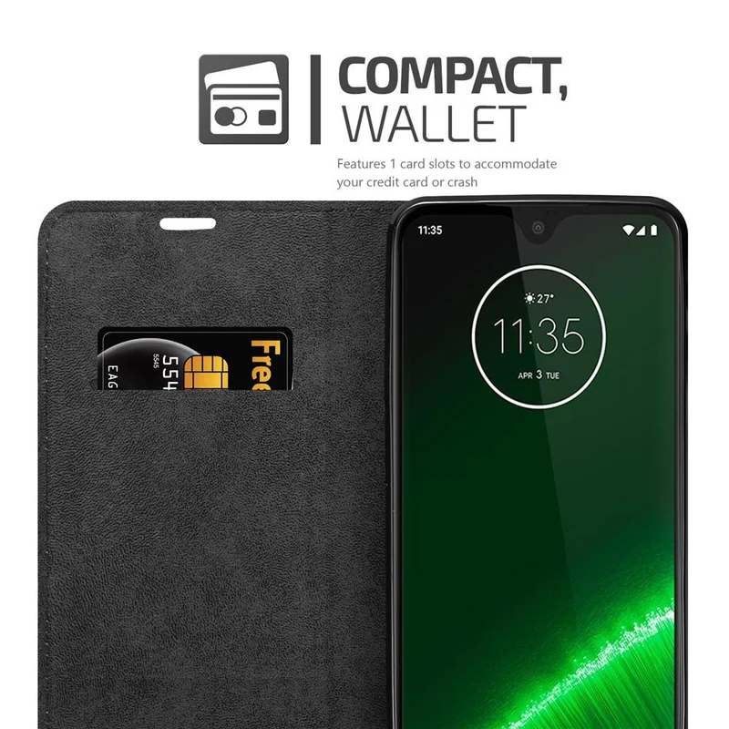 Cadorabo Hülle kompatibel mit Motorola MOTO G7 / G7 PLUS Schutzhülle mit Magnetverschluss, Standfunktion und Kartenfach