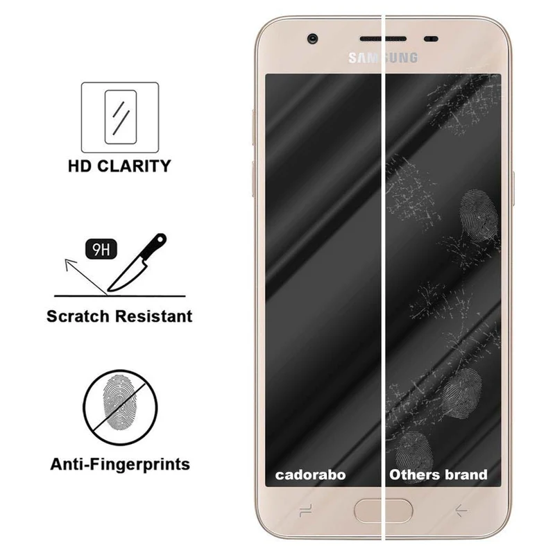 Cadorabo Panzer Folie kompatibel mit Samsung Galaxy J3 2018 - Schutzfolie Gehärtetes (Tempered) Display-Schutzglas in 9H Härte mit 3D Touch Kompatibilität