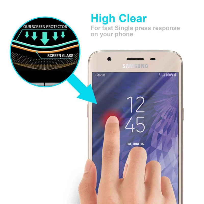 Cadorabo Panzer Folie kompatibel mit Samsung Galaxy J3 2018 - Schutzfolie Gehärtetes (Tempered) Display-Schutzglas in 9H Härte mit 3D Touch Kompatibilität