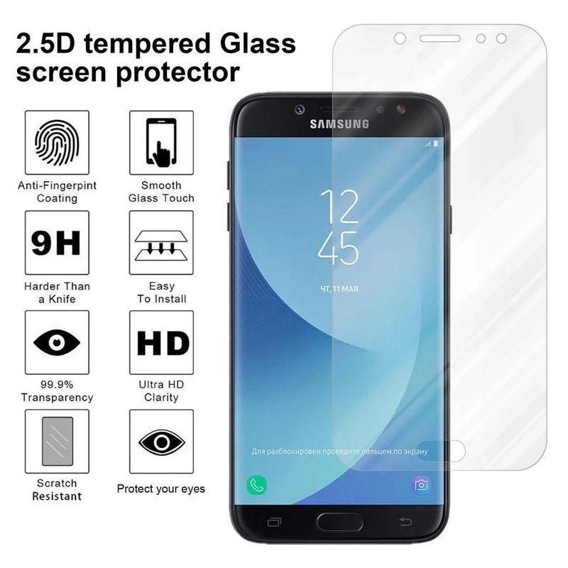 Cadorabo Panzer Folie kompatibel mit Samsung Galaxy J7 2018 - Schutzfolie Gehärtetes (Tempered) Display-Schutzglas in 9H Härte mit 3D Touch Kompatibilität