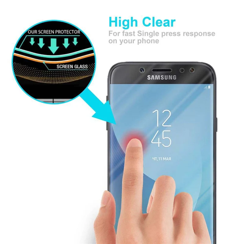 Cadorabo Panzer Folie kompatibel mit Samsung Galaxy J7 2018 - Schutzfolie Gehärtetes (Tempered) Display-Schutzglas in 9H Härte mit 3D Touch Kompatibilität
