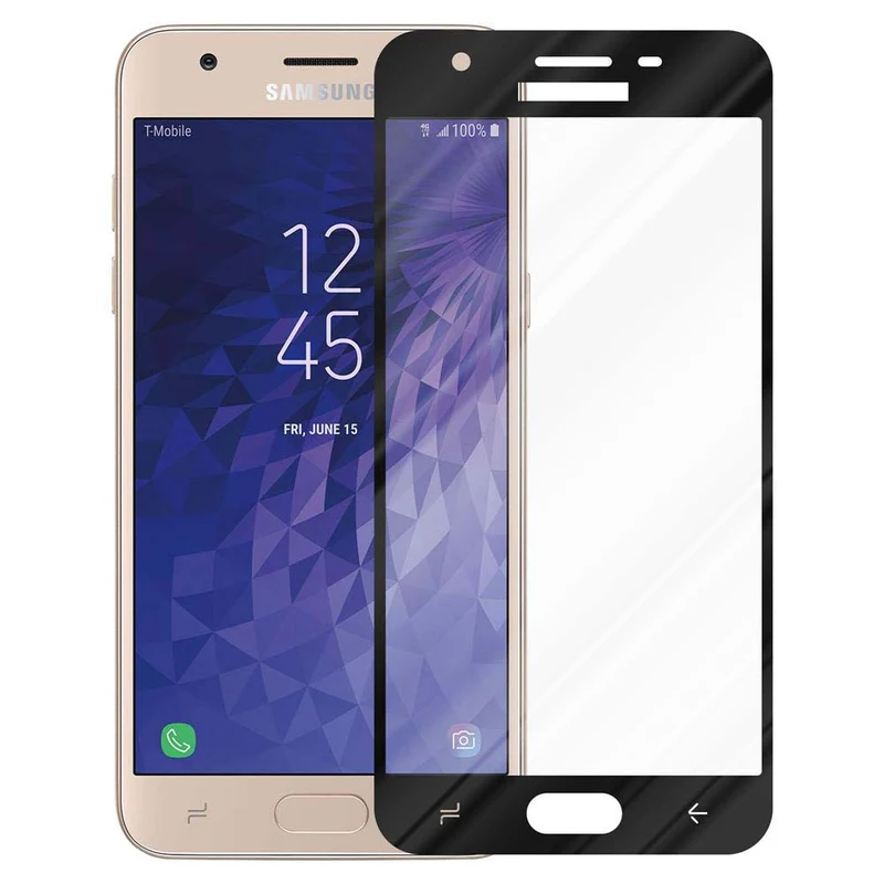 Cadorabo Vollbild Panzer Folie kompatibel mit Samsung Galaxy J3 2018 - Schutzfolie Gehärtetes (Tempered) Display-Schutzglas in 9H Härte mit 3D Touch