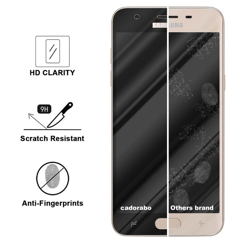 Cadorabo Vollbild Panzer Folie kompatibel mit Samsung Galaxy J3 2018 - Schutzfolie Gehärtetes (Tempered) Display-Schutzglas in 9H Härte mit 3D Touch