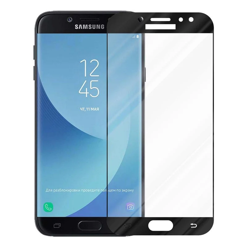 Cadorabo Vollbild Panzer Folie kompatibel mit Samsung Galaxy J7 2018 - Schutzfolie Gehärtetes (Tempered) Display-Schutzglas in 9H Härte mit 3D Touch