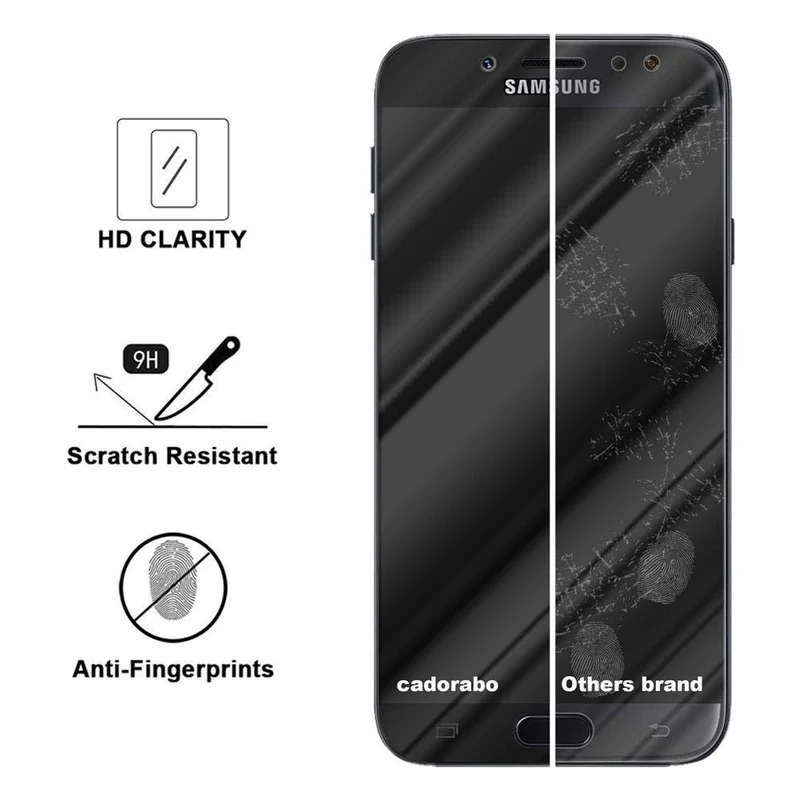 Cadorabo Vollbild Panzer Folie kompatibel mit Samsung Galaxy J7 2018 - Schutzfolie Gehärtetes (Tempered) Display-Schutzglas in 9H Härte mit 3D Touch