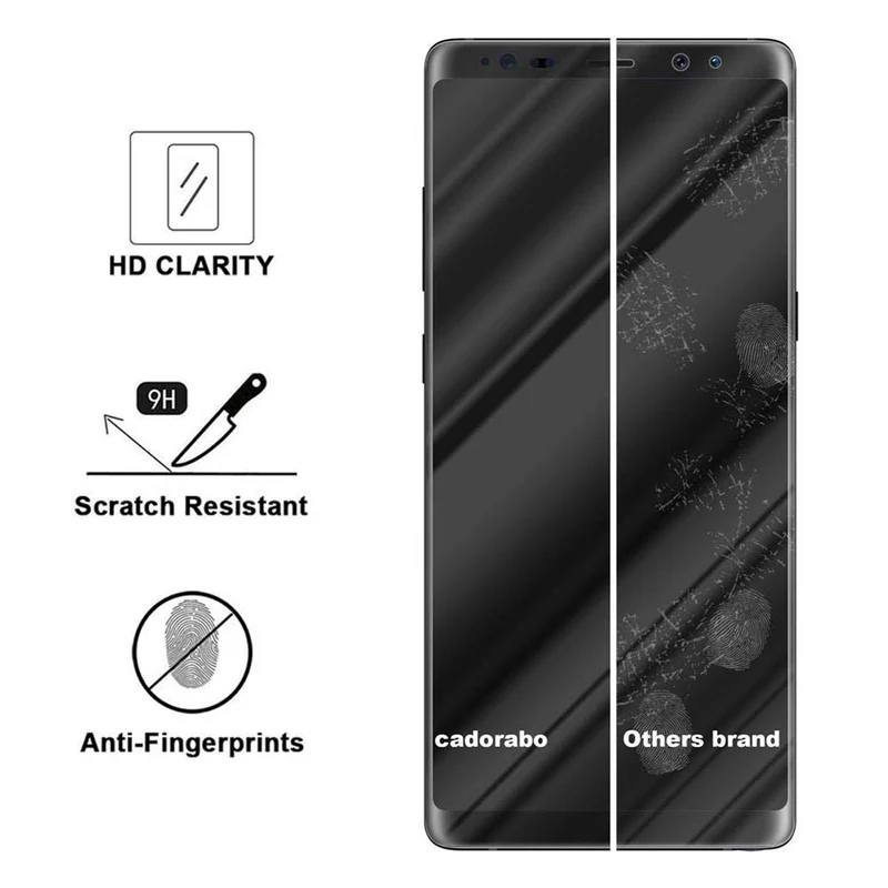 Cadorabo Panzer Folie voll klebend kompatibel mit Samsung Galaxy NOTE 8 - Schutzfolie Gehärtetes Full Glue (Tempered) Display-Schutzglas in 9H Härte mit 3D Touch Kompatibilität
