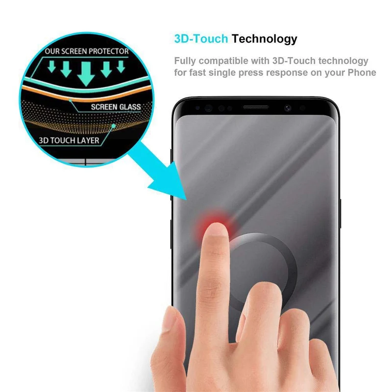 Cadorabo Panzer Folie voll klebend kompatibel mit Samsung Galaxy S9 PLUS - Schutzfolie Gehärtetes Full Glue (Tempered) Display-Schutzglas in 9H Härte mit 3D Touch Kompatibilität