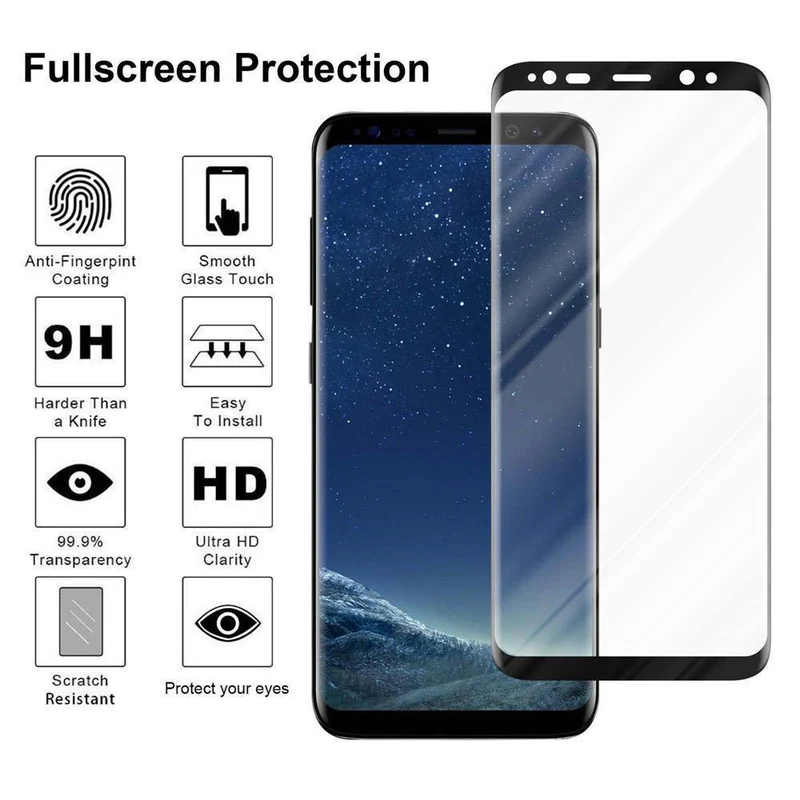 Cadorabo Panzer Folie voll klebend kompatibel mit Samsung Galaxy S8 PLUS - Schutzfolie Gehärtetes Full Glue (Tempered) Display-Schutzglas in 9H Härte mit 3D Touch Kompatibilität