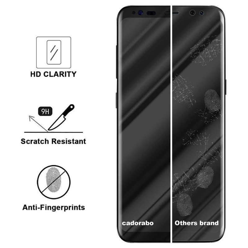 Cadorabo Panzer Folie voll klebend kompatibel mit Samsung Galaxy S8 - Schutzfolie Gehärtetes Full Glue (Tempered) Display-Schutzglas in 9H Härte mit 3D Touch Kompatibilität