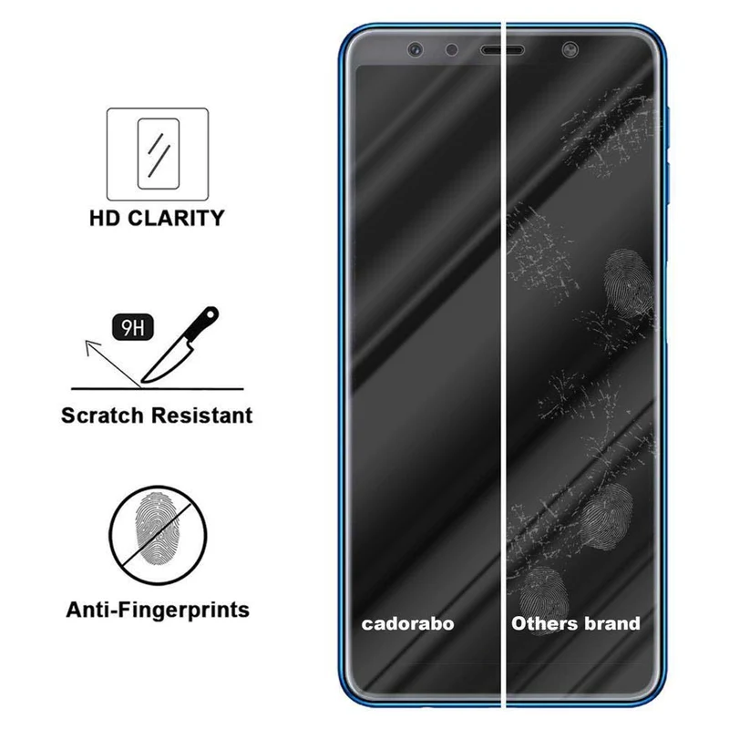 Cadorabo Panzer Folie kompatibel mit Samsung Galaxy A7 2018 - Schutzfolie Gehärtetes (Tempered) Display-Schutzglas in 9H Härte mit 3D Touch Kompatibilität