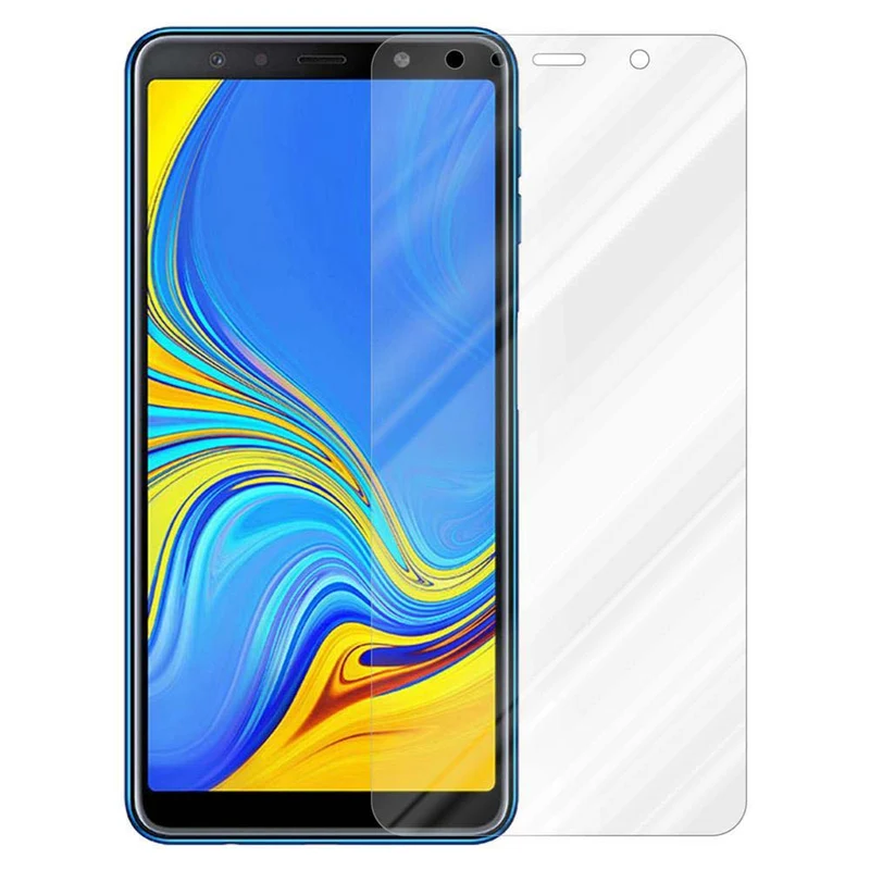 Cadorabo Panzer Folie kompatibel mit Samsung Galaxy A7 2018 - Schutzfolie Gehärtetes (Tempered) Display-Schutzglas in 9H Härte mit 3D Touch Kompatibilität