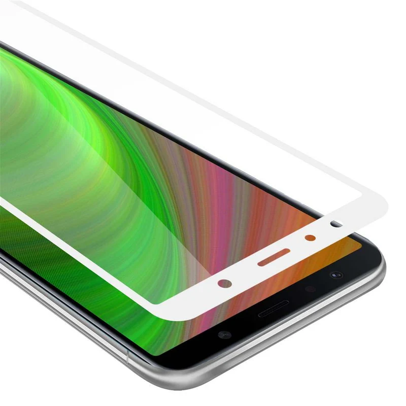 Cadorabo Vollbild Panzer Folie kompatibel mit Samsung Galaxy A7 2018 - Schutzfolie Gehärtetes (Tempered) Display-Schutzglas in 9H Härte mit 3D Touch