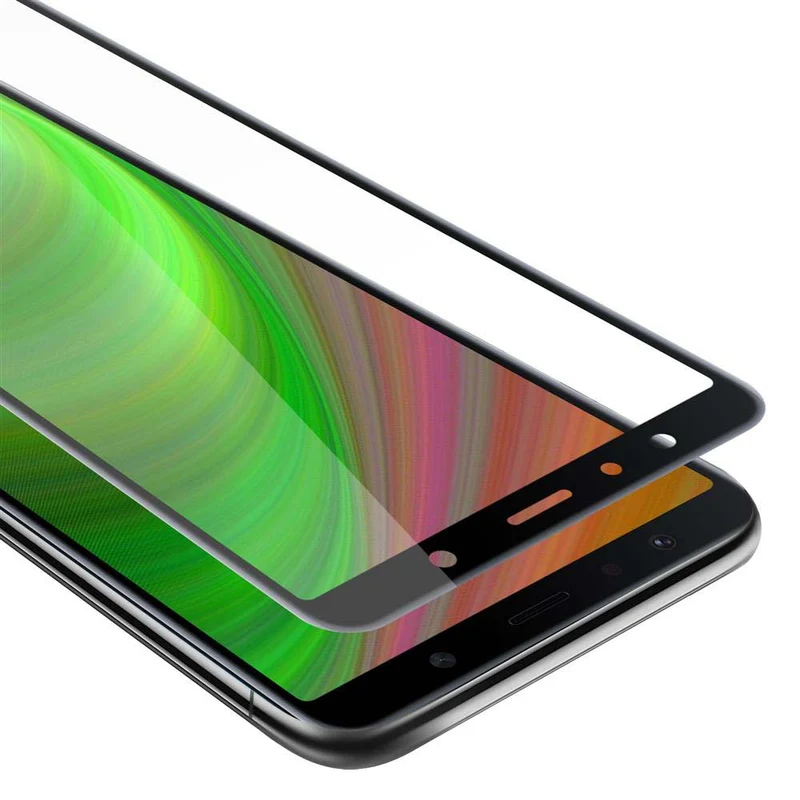 Cadorabo Vollbild Panzer Folie kompatibel mit Samsung Galaxy A7 2018 - Schutzfolie Gehärtetes (Tempered) Display-Schutzglas in 9H Härte mit 3D Touch