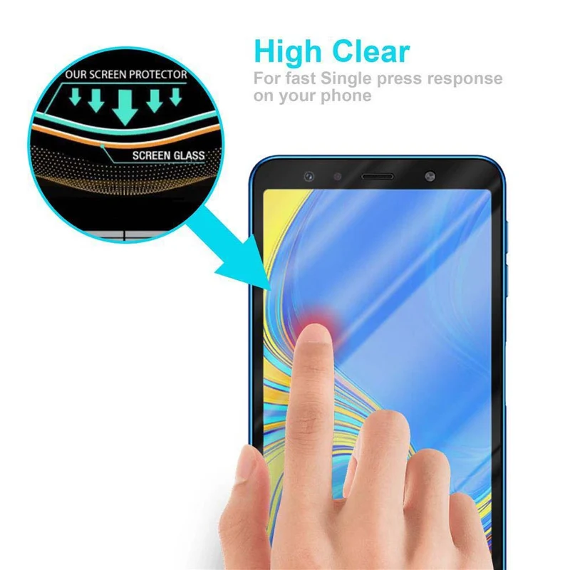 Cadorabo Vollbild Panzer Folie kompatibel mit Samsung Galaxy A7 2018 - Schutzfolie Gehärtetes (Tempered) Display-Schutzglas in 9H Härte mit 3D Touch