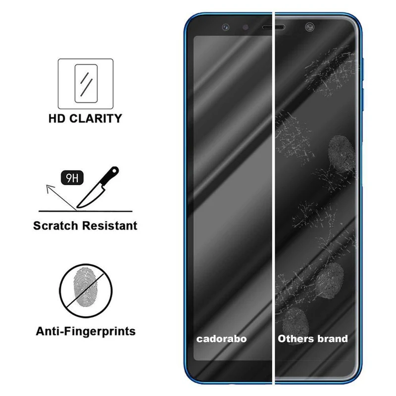 Cadorabo Vollbild Panzer Folie kompatibel mit Samsung Galaxy A7 2018 - Schutzfolie Gehärtetes (Tempered) Display-Schutzglas in 9H Härte mit 3D Touch