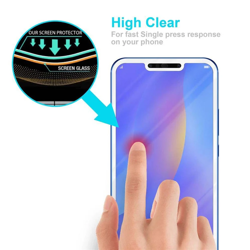 Cadorabo Vollbild Panzer Folie kompatibel mit Huawei P SMART PLUS 2019 - Schutzfolie Gehärtetes (Tempered) Display-Schutzglas in 9H Härte mit 3D Touch