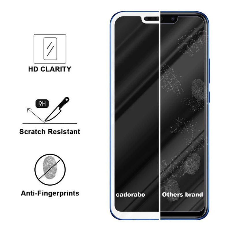 Cadorabo Vollbild Panzer Folie kompatibel mit Huawei P SMART PLUS 2019 - Schutzfolie Gehärtetes (Tempered) Display-Schutzglas in 9H Härte mit 3D Touch