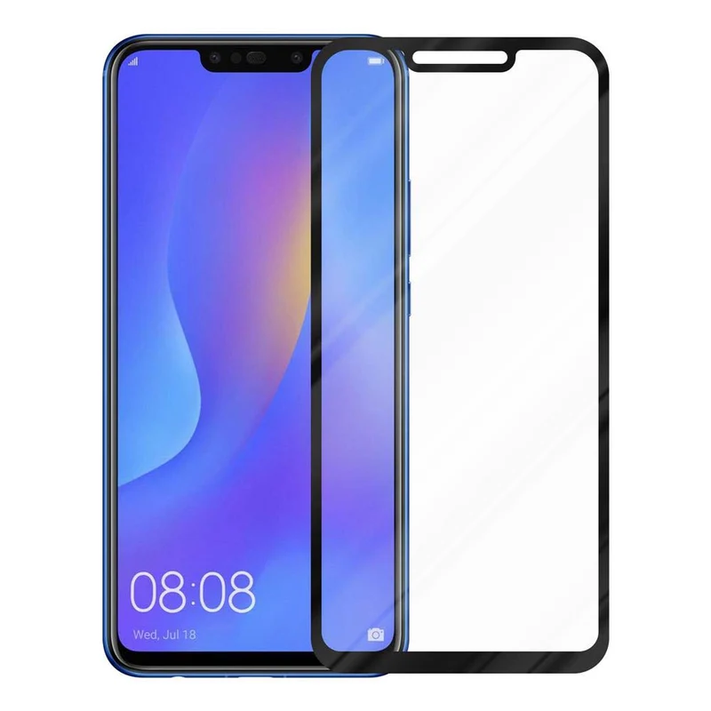 Cadorabo Vollbild Panzer Folie kompatibel mit Huawei P SMART PLUS 2019 - Schutzfolie Gehärtetes (Tempered) Display-Schutzglas in 9H Härte mit 3D Touch