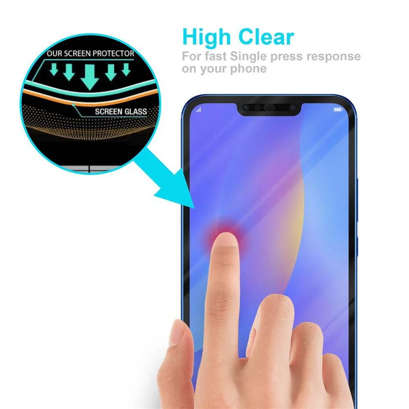 Cadorabo Vollbild Panzer Folie kompatibel mit Huawei P SMART PLUS 2019 - Schutzfolie Gehärtetes (Tempered) Display-Schutzglas in 9H Härte mit 3D Touch