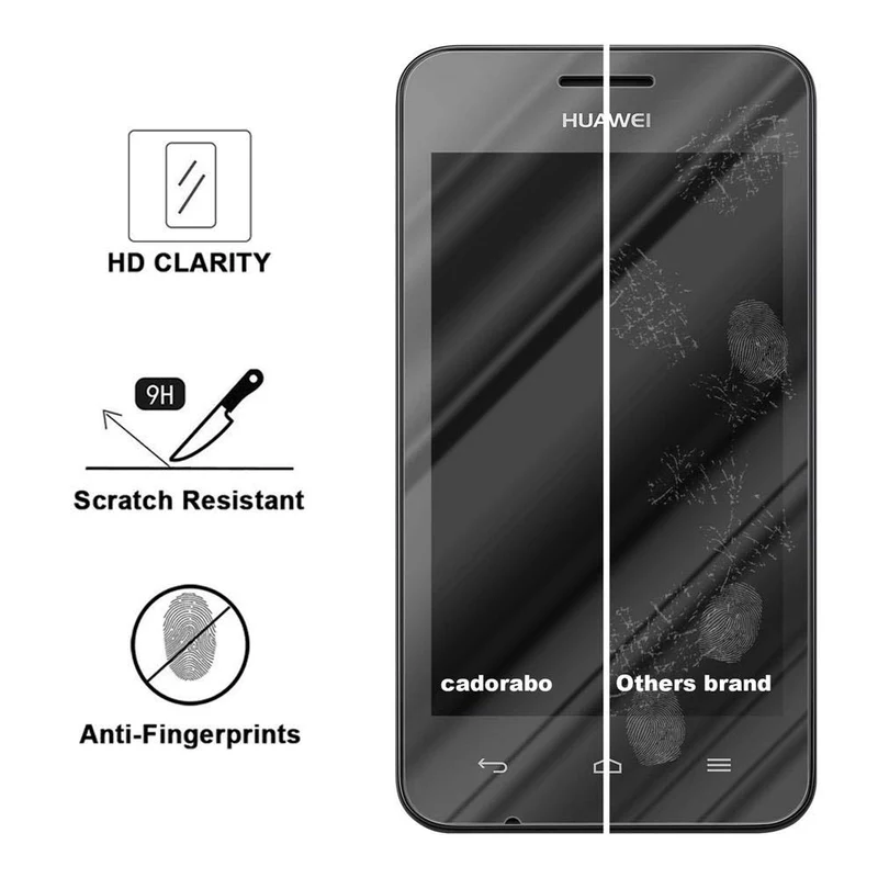 Cadorabo Panzer Folie kompatibel mit Huawei Y3 / Y3C / Y330 / Y331 / Y360 - Schutzfolie Gehärtetes (Tempered) Display-Schutzglas in 9H Härte mit 3D Touch Kompatibilität