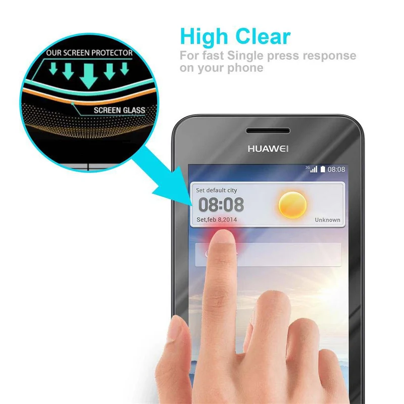 Cadorabo Panzer Folie kompatibel mit Huawei Y3 / Y3C / Y330 / Y331 / Y360 - Schutzfolie Gehärtetes (Tempered) Display-Schutzglas in 9H Härte mit 3D Touch Kompatibilität