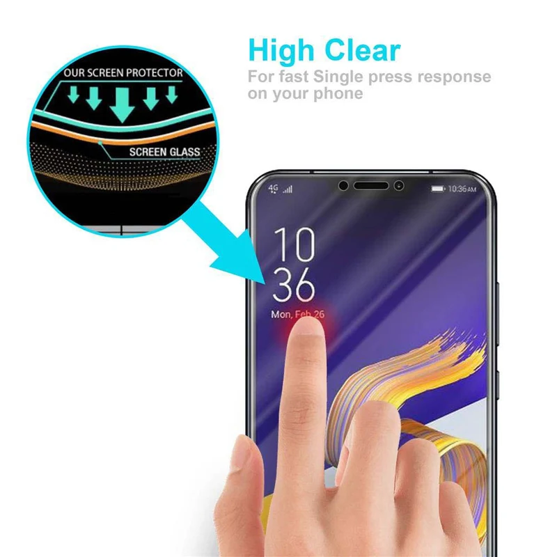 Cadorabo Panzer Folie kompatibel mit Asus ZenFone 5Z - Schutzfolie Gehärtetes (Tempered) Display-Schutzglas in 9H Härte mit 3D Touch Kompatibilität