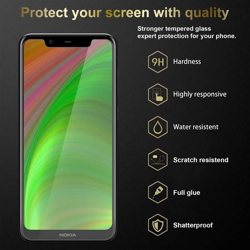 Cadorabo Panzer Folie kompatibel mit Nokia 5.1 PLUS / X5 - Schutzfolie Gehärtetes (Tempered) Display-Schutzglas in 9H Härte mit 3D Touch Kompatibilität