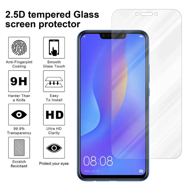 Cadorabo Panzer Folie kompatibel mit Huawei P SMART PLUS 2019 - Schutzfolie Gehärtetes (Tempered) Display-Schutzglas in 9H Härte mit 3D Touch Kompatibilität