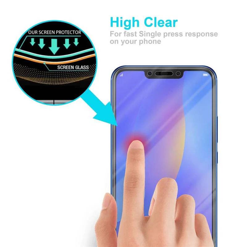 Cadorabo Panzer Folie kompatibel mit Huawei P SMART PLUS 2019 - Schutzfolie Gehärtetes (Tempered) Display-Schutzglas in 9H Härte mit 3D Touch Kompatibilität