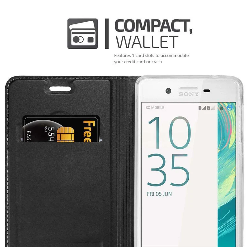 Cadorabo Hülle kompatibel mit Sony Xperia X Schutzhülle mit Magnetverschluss, Standfunktion und Kartenfach
