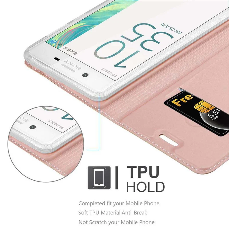 Cadorabo Hülle kompatibel mit Sony Xperia X Schutzhülle mit Magnetverschluss, Standfunktion und Kartenfach