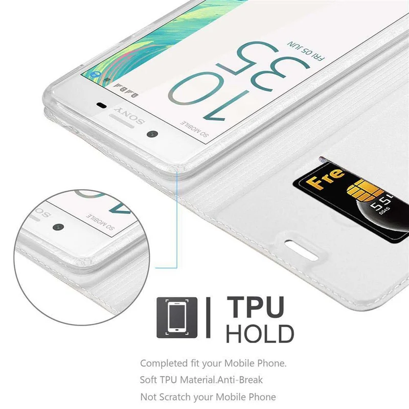 Cadorabo Hülle kompatibel mit Sony Xperia X Schutzhülle mit Magnetverschluss, Standfunktion und Kartenfach