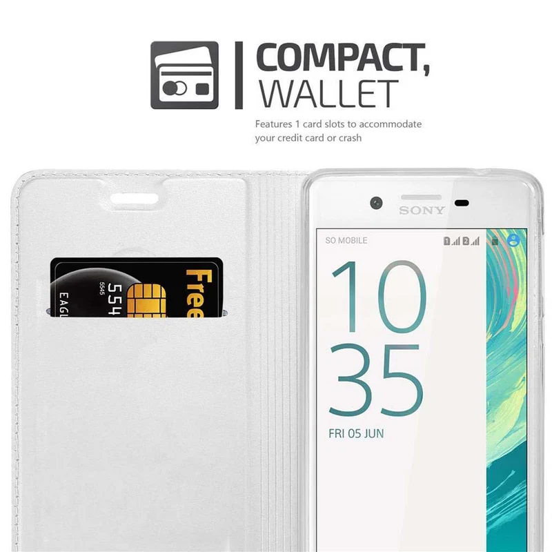 Cadorabo Hülle kompatibel mit Sony Xperia X Schutzhülle mit Magnetverschluss, Standfunktion und Kartenfach