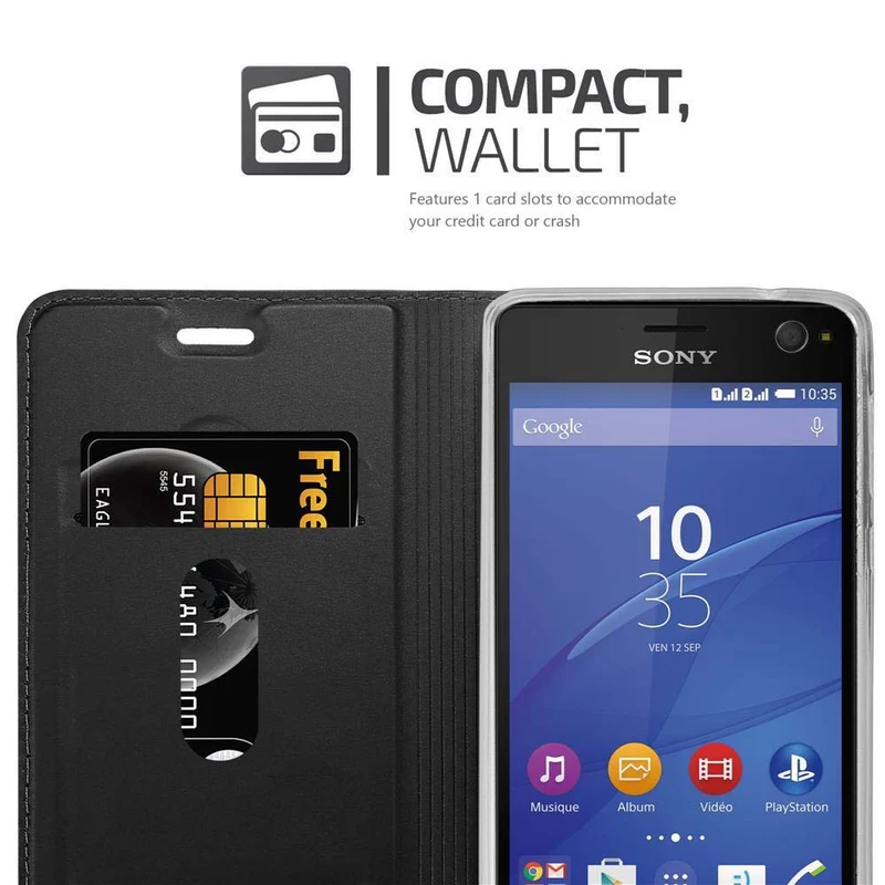 Cadorabo Hülle kompatibel mit Sony Xperia C4 Schutzhülle mit Magnetverschluss, Standfunktion und Kartenfach