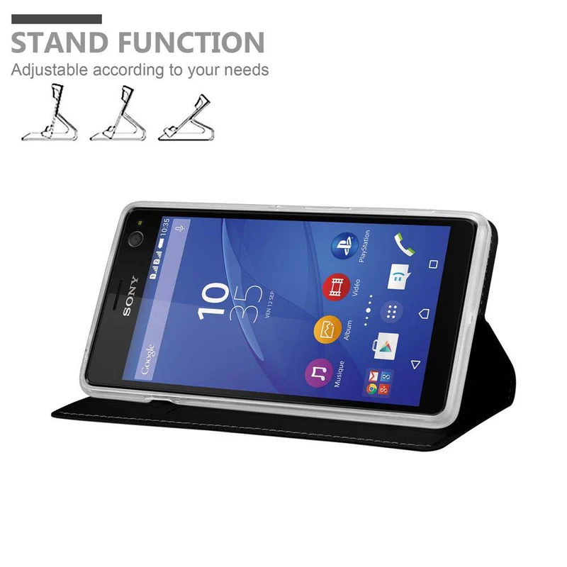 Cadorabo Hülle kompatibel mit Sony Xperia C4 Schutzhülle mit Magnetverschluss, Standfunktion und Kartenfach