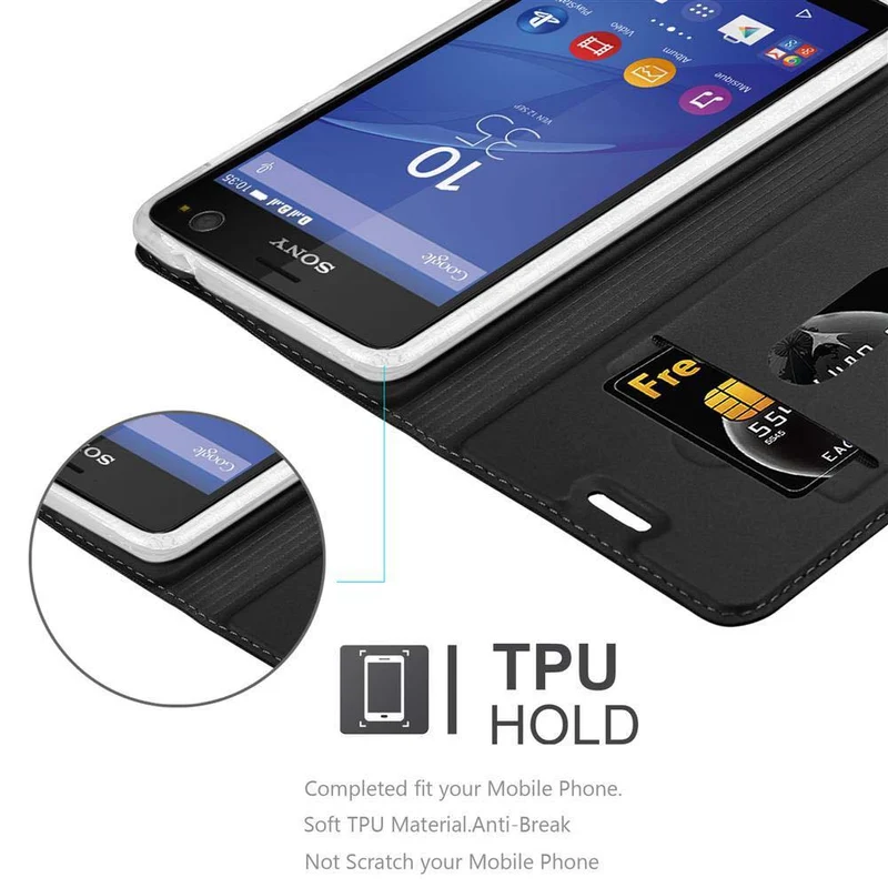 Cadorabo Hülle kompatibel mit Sony Xperia C4 Schutzhülle mit Magnetverschluss, Standfunktion und Kartenfach