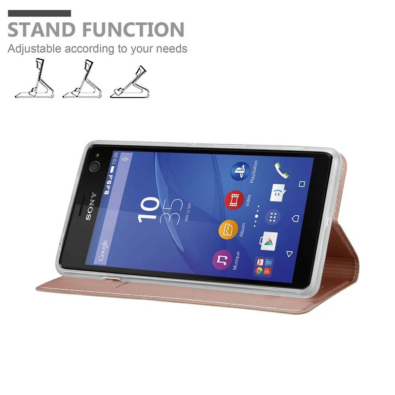 Cadorabo Hülle kompatibel mit Sony Xperia C4 Schutzhülle mit Magnetverschluss, Standfunktion und Kartenfach