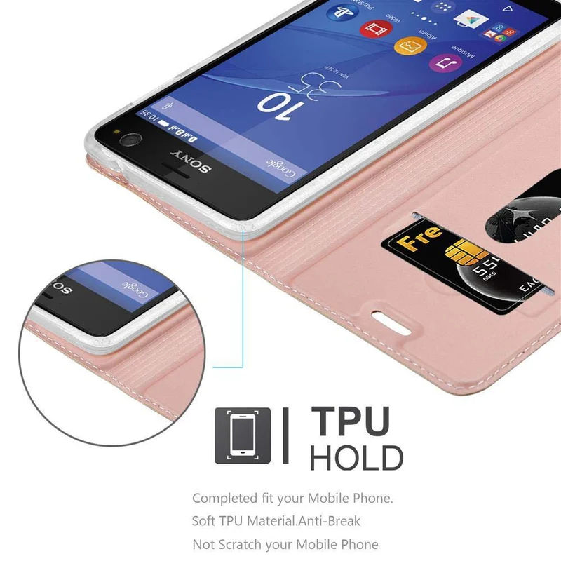 Cadorabo Hülle kompatibel mit Sony Xperia C4 Schutzhülle mit Magnetverschluss, Standfunktion und Kartenfach