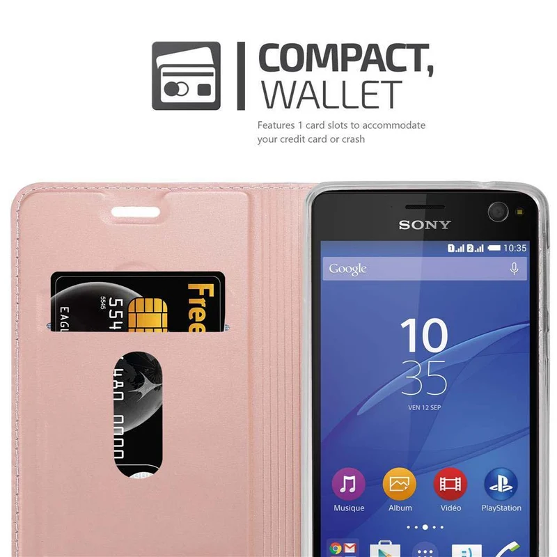 Cadorabo Hülle kompatibel mit Sony Xperia C4 Schutzhülle mit Magnetverschluss, Standfunktion und Kartenfach