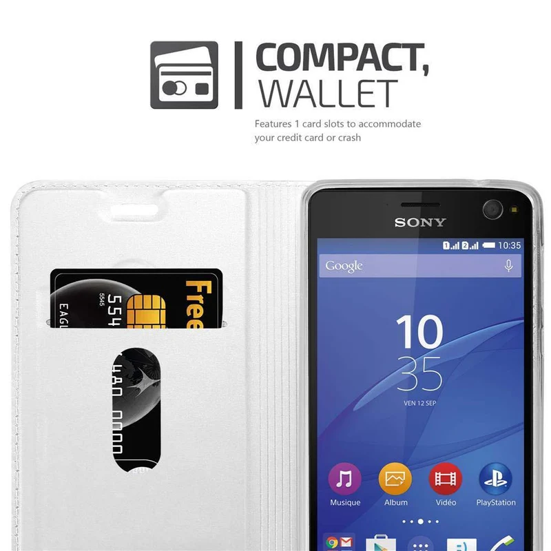 Cadorabo Hülle kompatibel mit Sony Xperia C4 Schutzhülle mit Magnetverschluss, Standfunktion und Kartenfach