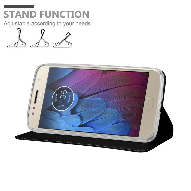 Cadorabo Hülle kompatibel mit Motorola MOTO G5S PLUS Schutzhülle mit Magnetverschluss, Standfunktion und Kartenfach